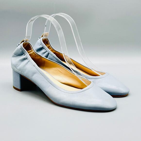 Cole Haan Shoes Womens 8 Light Blue Leather Pumps Grand OS Block Heel Comfort - Picture 1 of 11